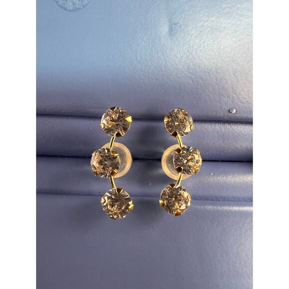10k Yellow Gold CZ Earrings 2.45ctw - Picture 11 of 14